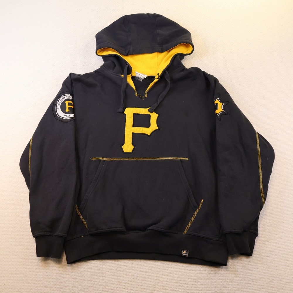 Majestic Mens Medium Pittsburgh Pirates Hoodie Black Goldโ MLB Pullover